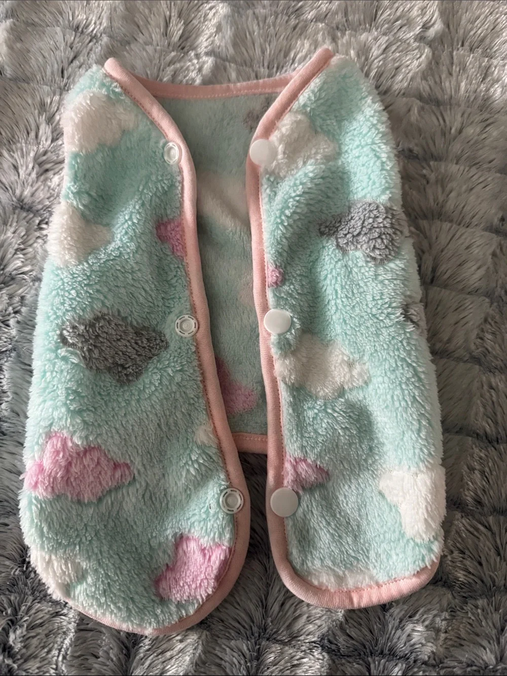 Plush Cloud Print Pet Vest - Mint & Pink